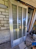Aluminium Haustür mit Ornamentglas gebrauchter Zustand