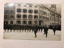 Alte Ansichtskarte Militärparade Winter Glarus?  Fotokarte