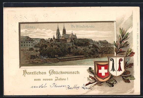 Ansichtskarten: Passepartout-Lithographie Basel, Münste – Gebraucht aus Berlin von bartko-reher