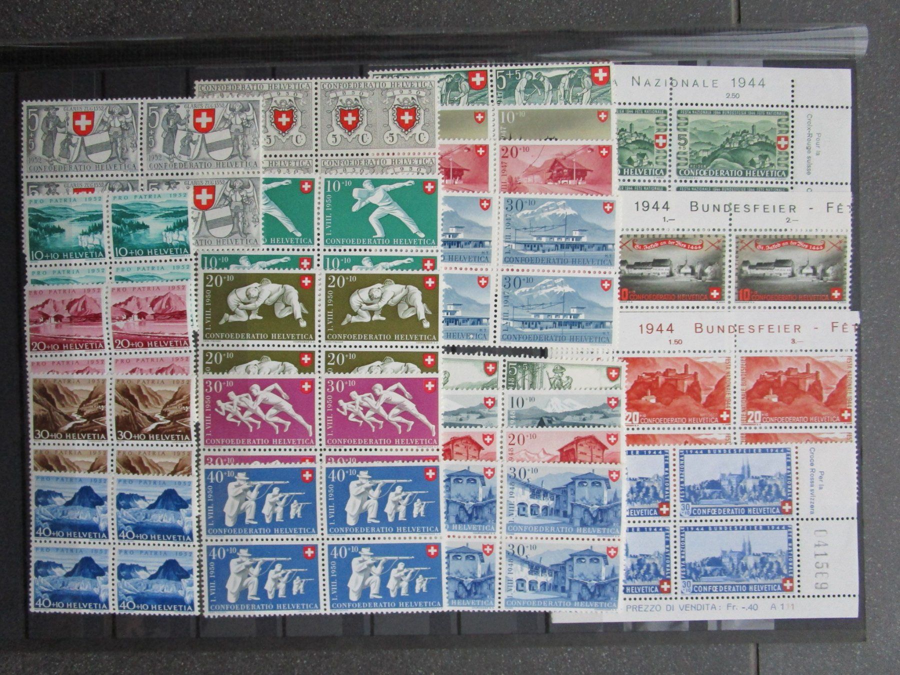 Tutti i francobolli: Pro Patria VB Serien ** ab 1944,  Kat 376.- – Usato da Rubigen venduto da Menthe