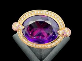 Amethyst 14c Brillanten 0.75c Ring 18k Roségold Gr59 *S2273
