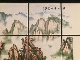 8 Keramik Kacheln Fliesen Landschaftsbild China signiert