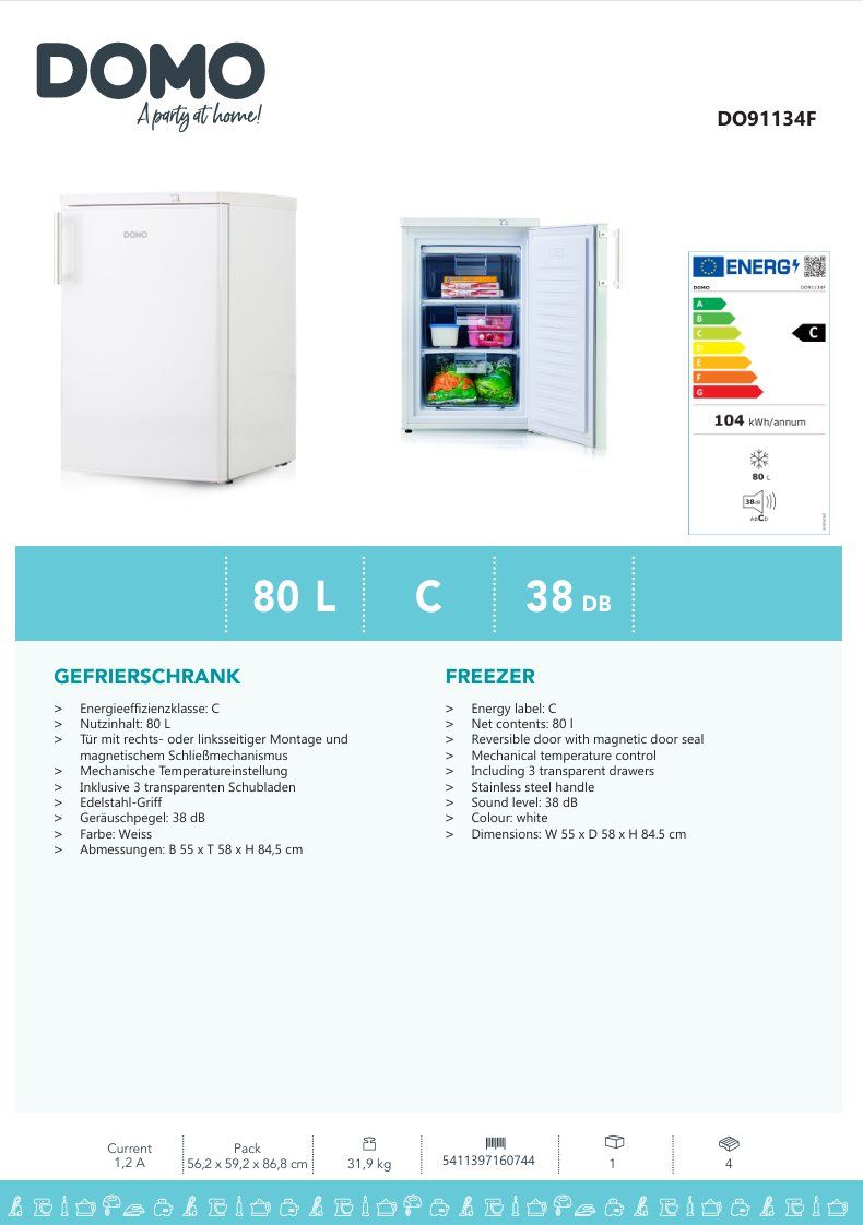 Congelatori: DO91134F Gefrierschrank – Nuovo (secondo la descrizione) da Wängi venduto da SPCSHOP 4
