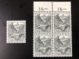 CH1936 - Zu 209y - bl de 4** & timbre isolé ** - einwandfrei