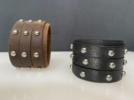 Echt Leder ARMBand B 4cm mit Runden Nieten Braun Oder Schwar