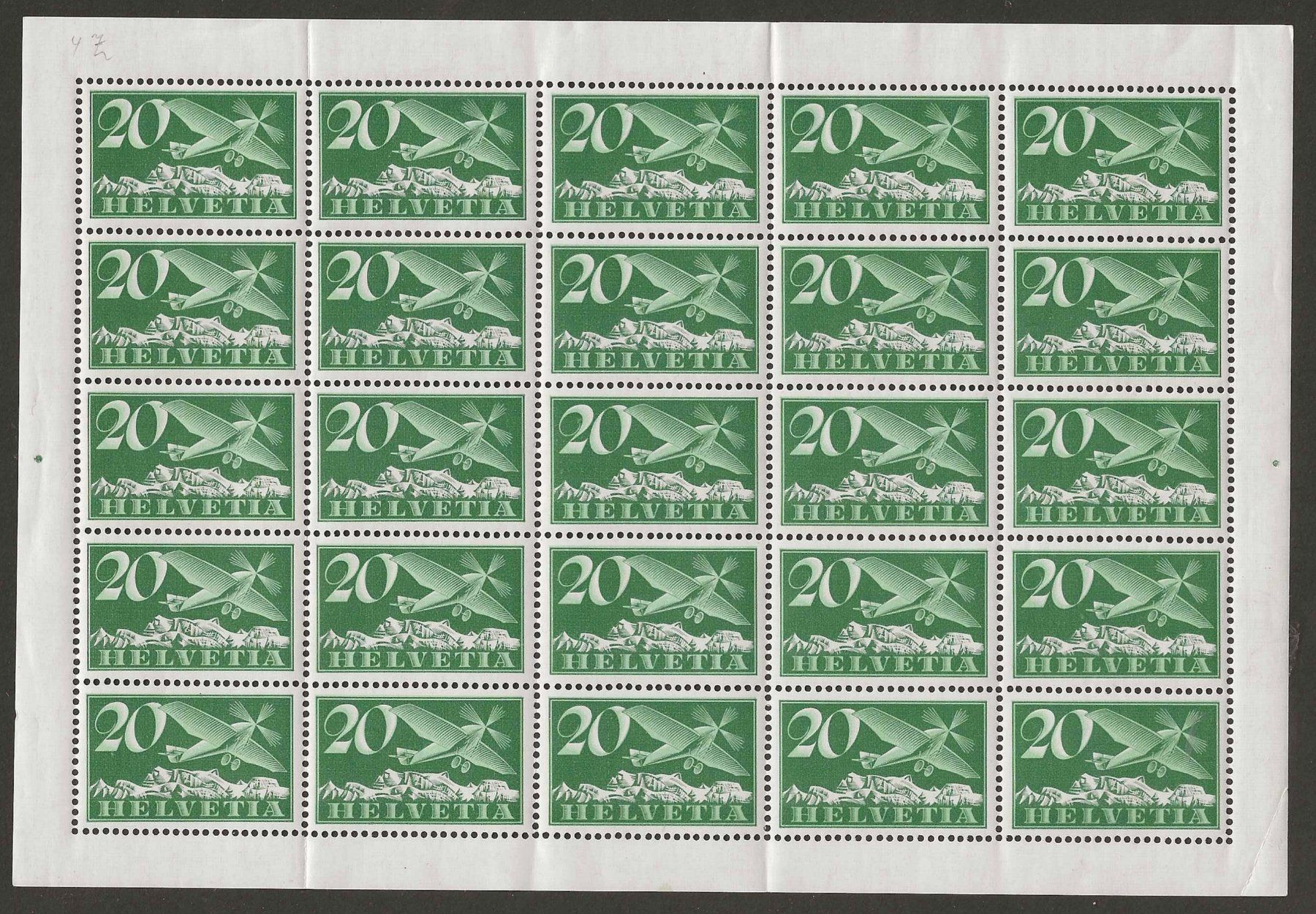 Tutti i francobolli: 1937 : Flugpost Nr. 4z im Bogen, postfrisch ** – Nuovo (secondo la descrizione) da Gümligen venduto da Geniusbuy