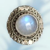 Regenbogen Mondstein Ring 925 Solid Sterling Silber