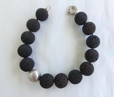 Extra vagante handgemachte grosse Lavasteinkette