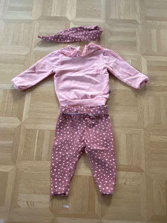 Baby Set Pullover Hose und Haarband rosa Gr. 74