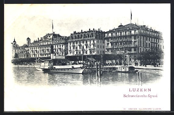 Cartoline postali: AK Luzern, Schweizerhofquai mit Dampfer – Usato da Berlin venduto da bartko-reher