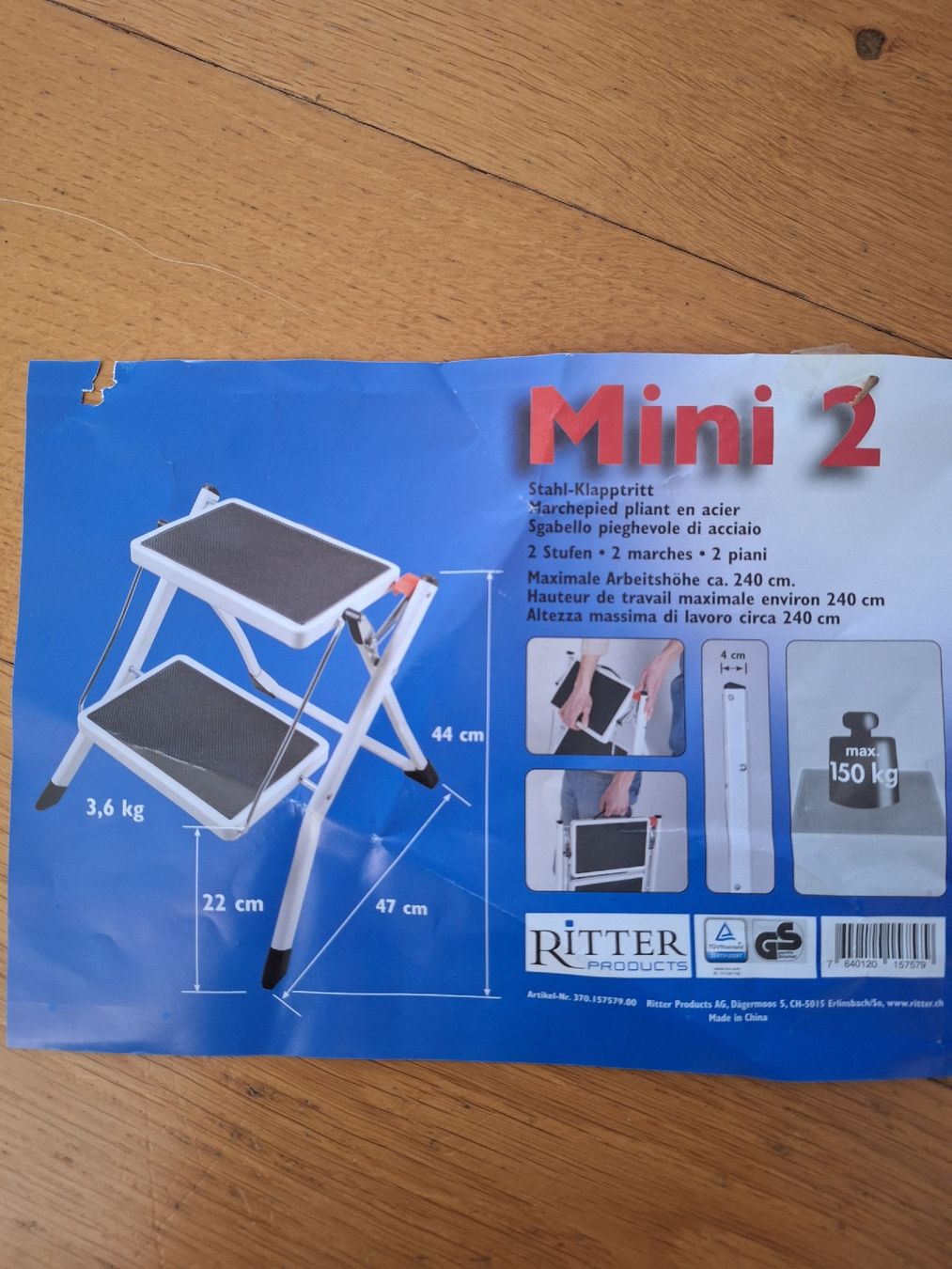 Scale: Stahl-Klapptritt Mini 2 mit 2 Stufen – Nuovo e nell'imballaggio originale da Staufen venduto da Finoeggel 3
