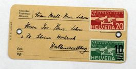 Étiquette colis avec timbres Conférence du désarmement 1932