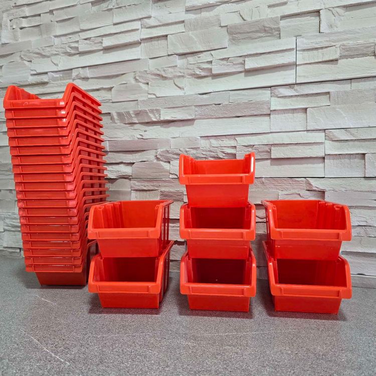 20x Prosperplast Sichtlagerbox NP10 – Sortierbox Stapelbar, Orange, Mit Griff