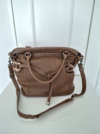 Sac Lancaster Paris cuir marron tressé