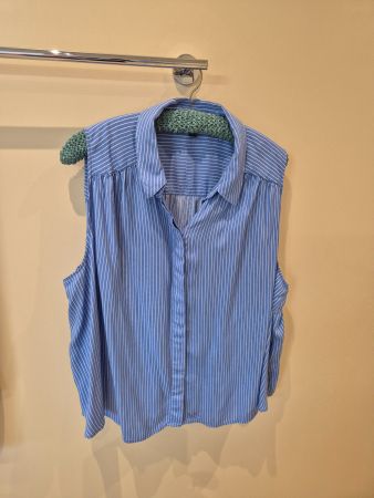 C&A Sommerbluse Gr. 48, blau-weiss gestreift