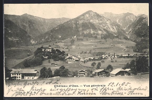 Cartoline postali: AK Château d'Oex, Vue générale, 1905 – Usato da Berlin venduto da bartko-reher