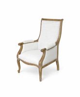 Vintage Sessel restauriert – Massivholz, antikes Leinen