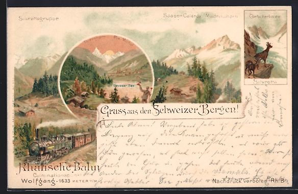 Cartoline postali: Litho Davos, Hotel Pension Strela, Rhät – Usato da Berlin venduto da bartko-reher