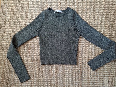 Pull brun à paillettes dorées Zara M