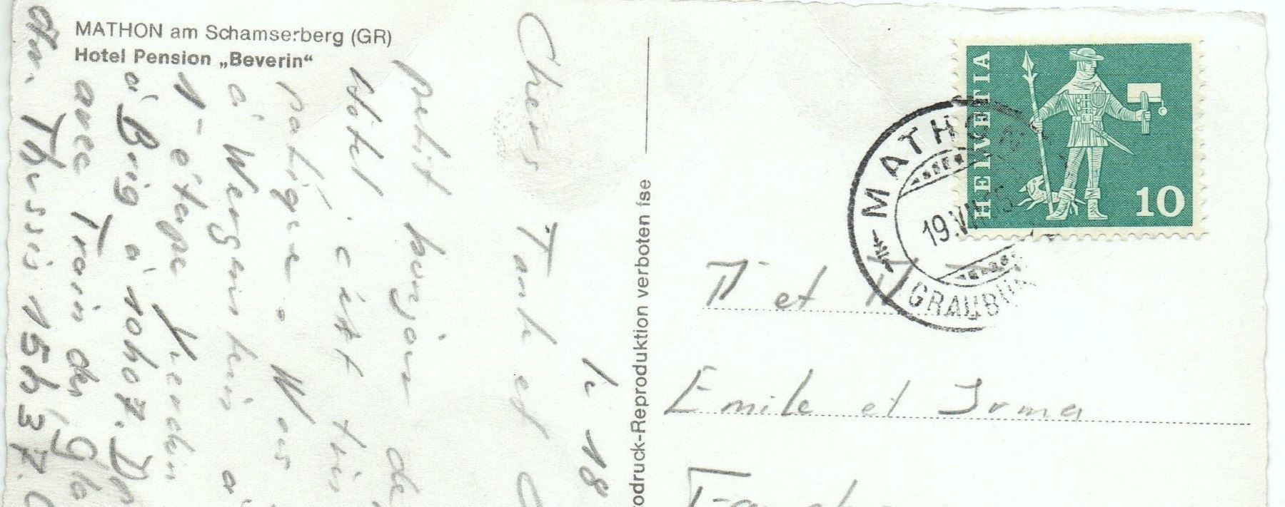 Cartes postales: MATHON Schamserberg - Hotel Beverin - Auto – D'occasion à Jona par philajona 1