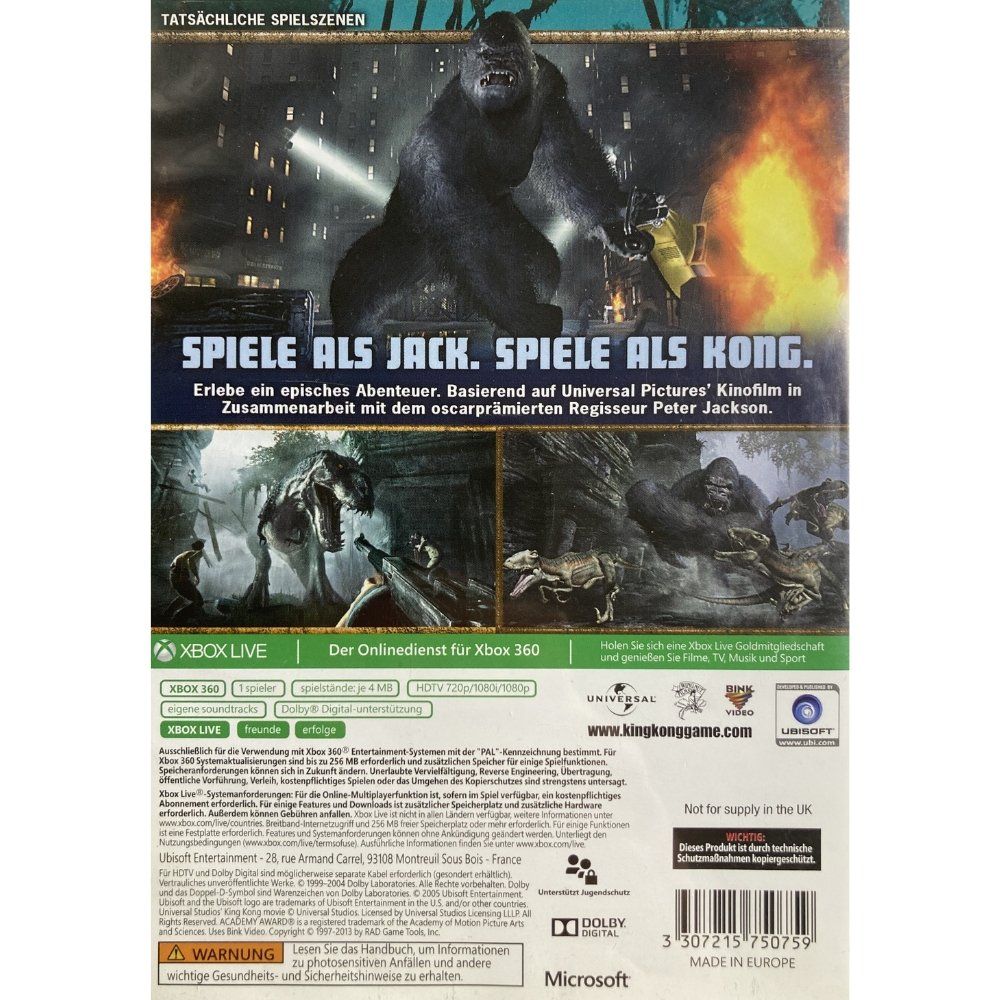 Microsoft Spiele: Peter Jackson's King Kong - XBox 360 – Gebraucht aus Jonschwil von  1