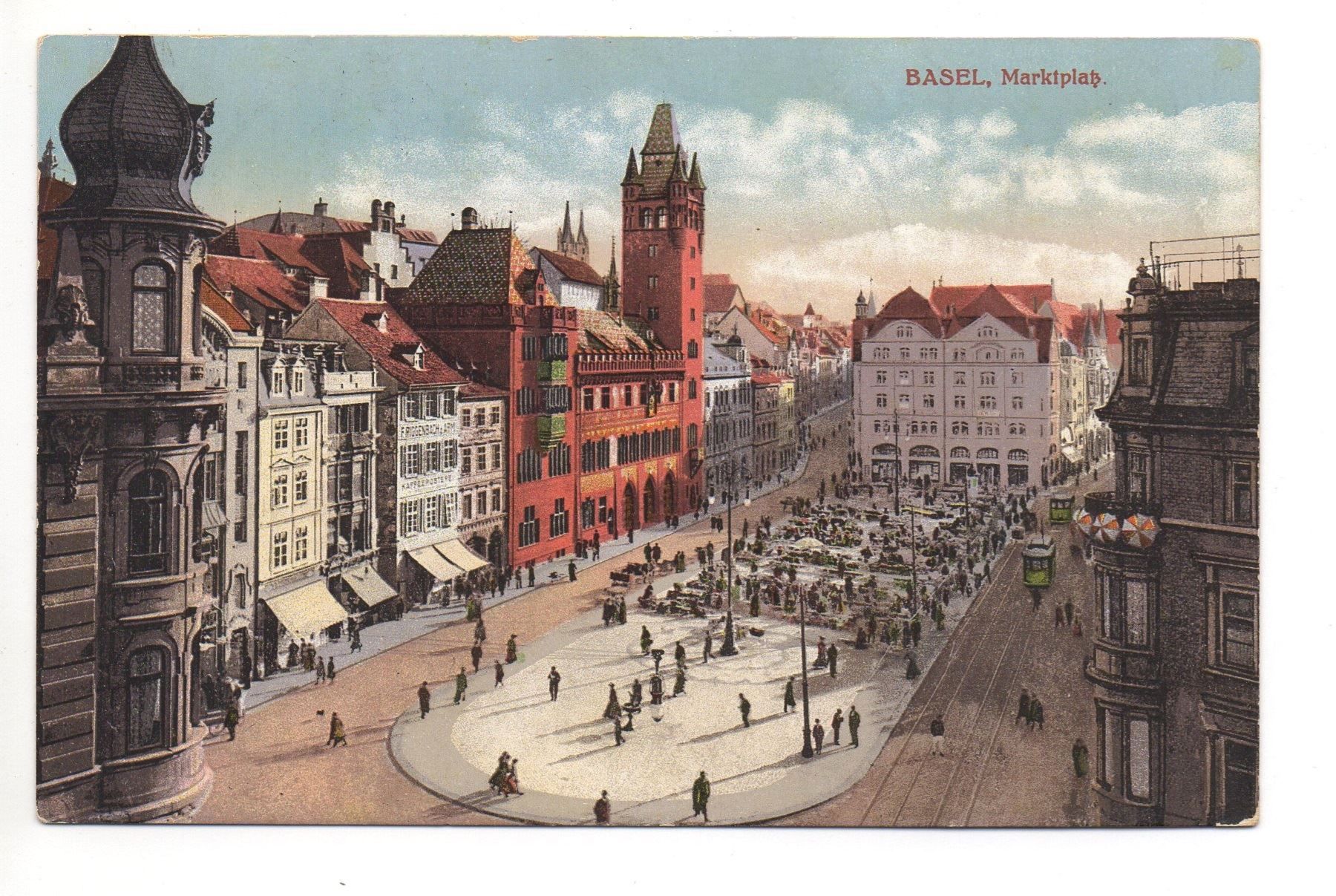 Cartes postales: BASEL Marktplatz - Tram - gel. Feldpost – D'occasion à Jona par philajona