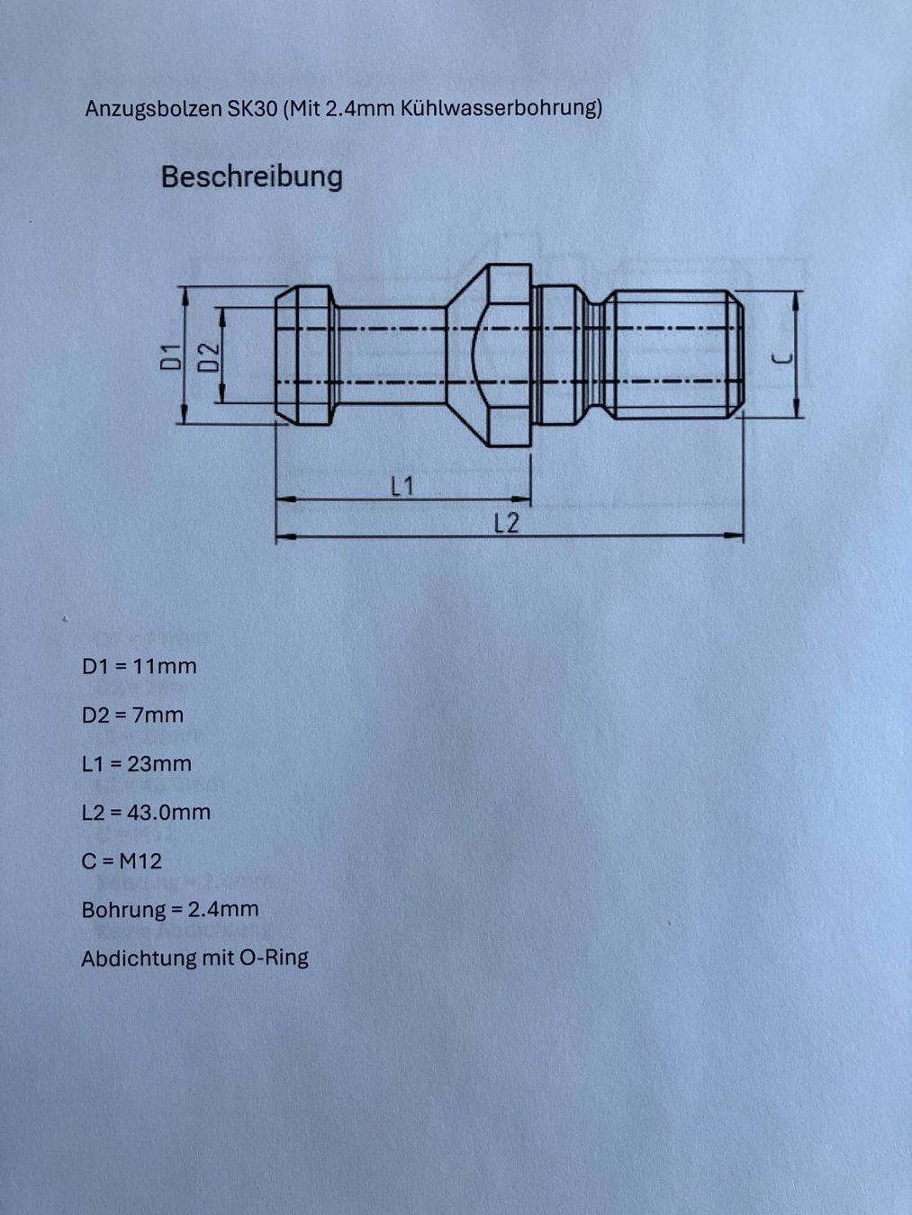 Tous les outils: Anzugsbolzen ISO 7388-3 (BT30-30°) – D'occasion à Lenk im Simmental par Jrg7410 1
