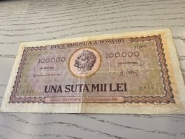 Rumänien Banknote 100000 Lei 1947 gebrauchter Zustand