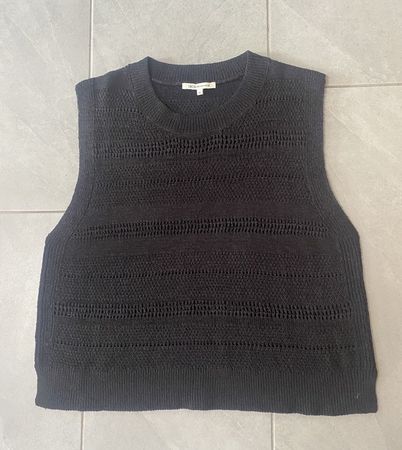 Top noir sans manche maille tricot Tom Tailor
