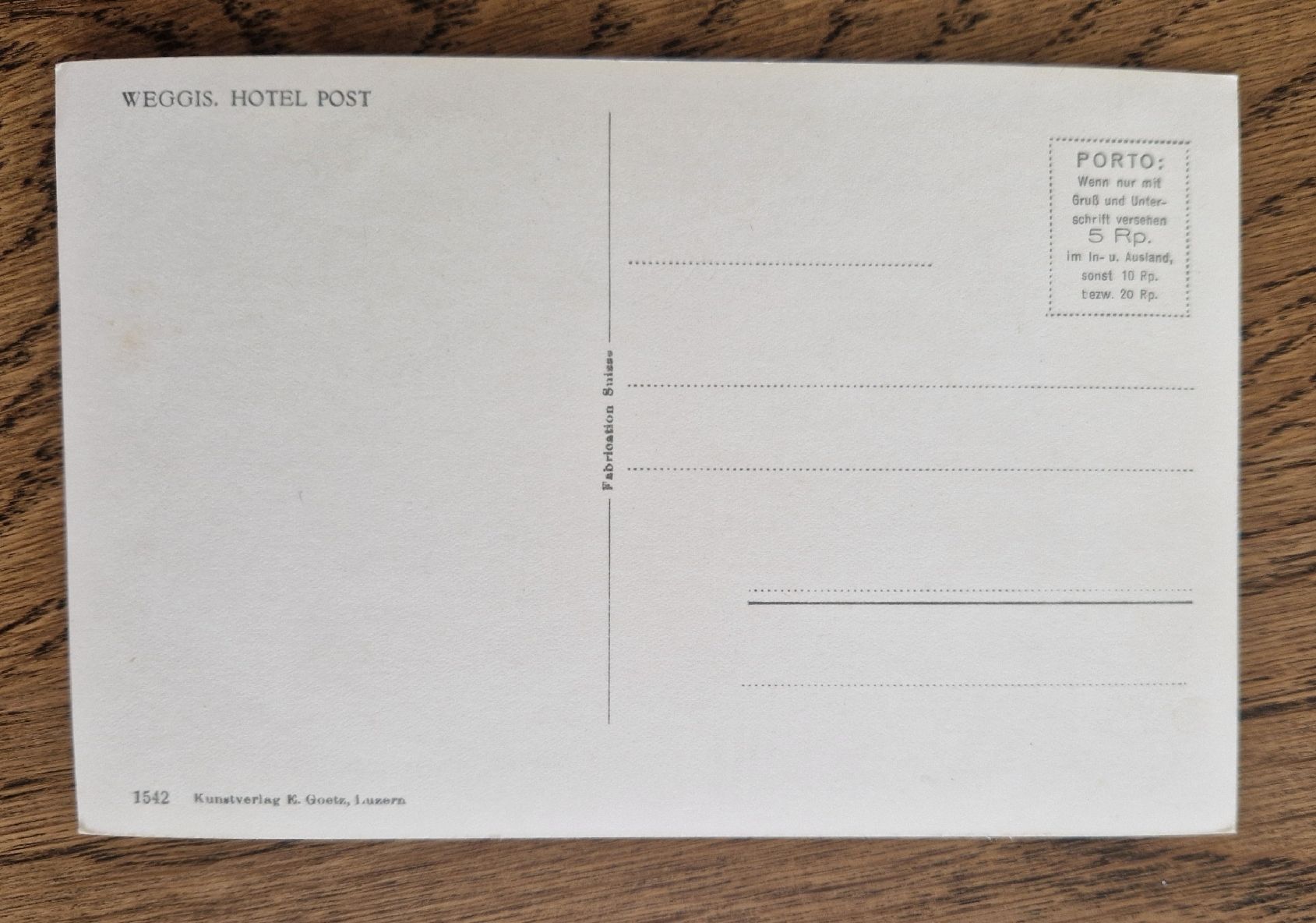Cartoline postali: Weggis, Hotel Post – Usato da Ebikon venduto da Donar50 1