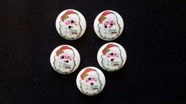 5 Stk WEIHNACHTEN HOLZKNÖPFE 30mm