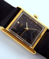 Elegante Q&Q Damenuhr Gold mit Stein Vintage Dresswatch Retr