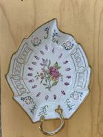 Plat à bonbons décor floral doré porcelaine Vintage 22 cm