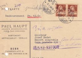 Tell Paar 175 auf Nachnahmekarte von BERN 7.I.33 nach Biel