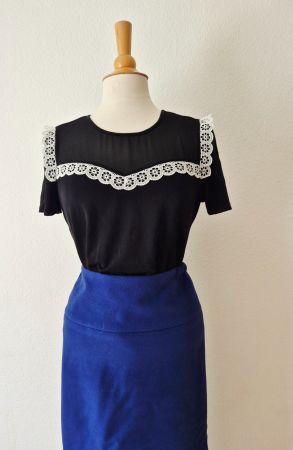 CLAUDIE PIERLOT 3 M 38 L SHIRT BLUSE TUNIKA SPITZE,  TOP
