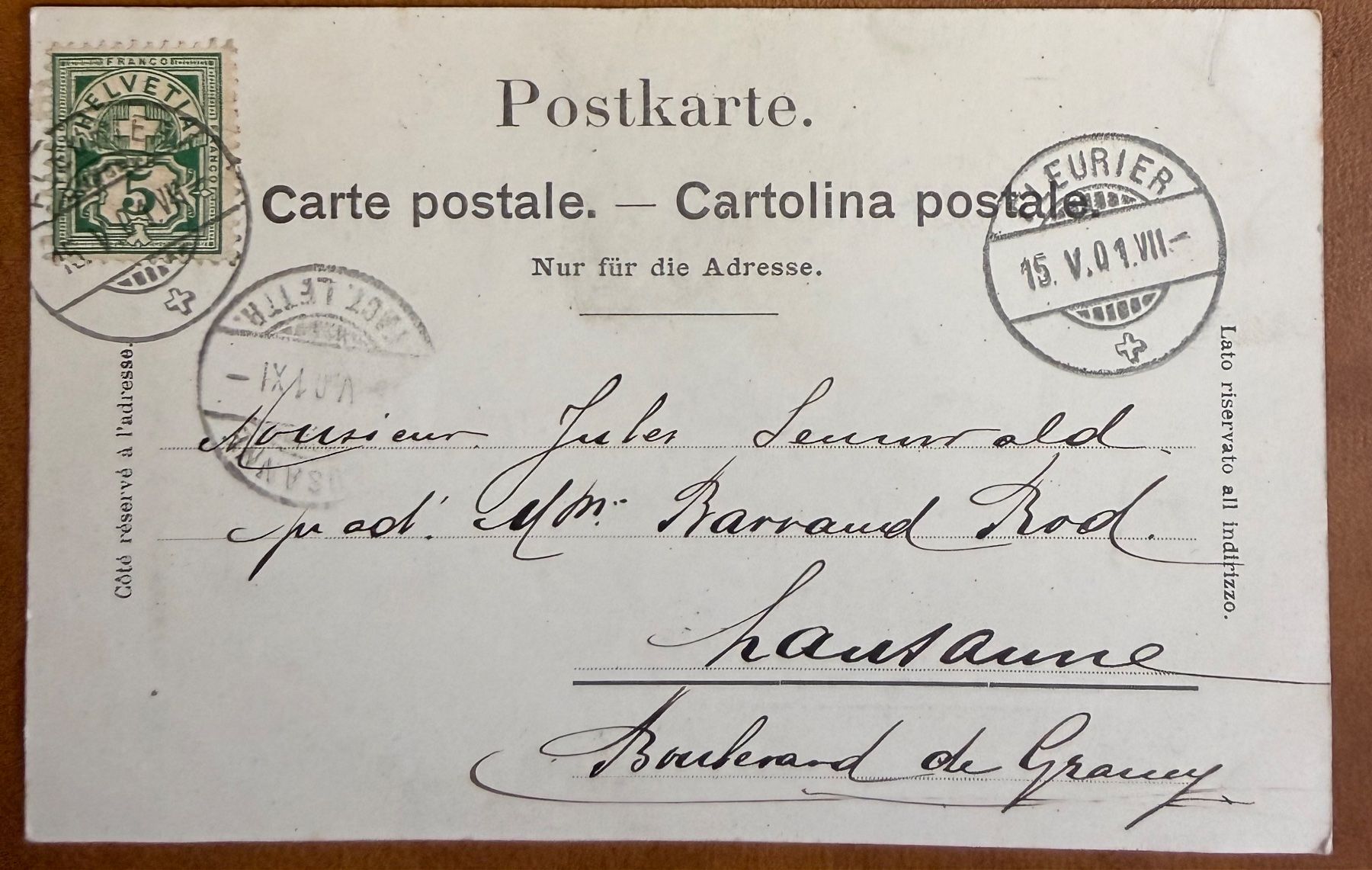 Ansichtskarten: Gorges du Noirvaux - 1901 – Gebraucht aus Lutry von Ediego 1