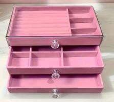 Schmuck Box mit 3 Schubladen (rosa)