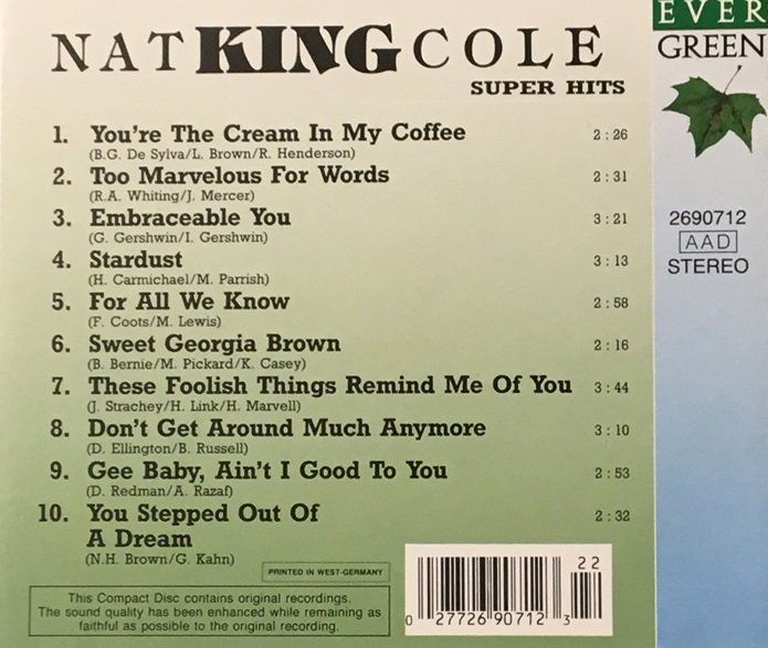 CDs: Nat King Cole - Super Hits – Gebraucht aus Grüningen von azulgris 1