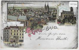 Gruss aus Basel - Litho 1898
