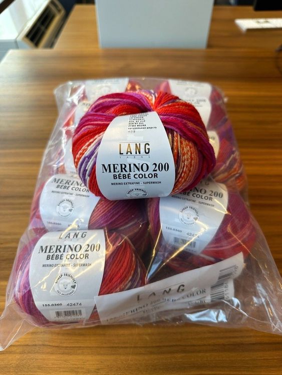 Lang Yarns Merino 200 Bebe Color-155.0360- Rot/Orange/Violet (Neu ...
