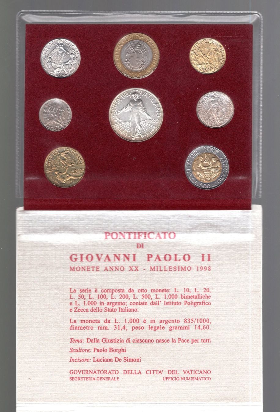 Alle Münzen: Vatican coins set 1997-98 TOP UNC – Neu und originalverpackt aus Leibstadt von baroc333 1