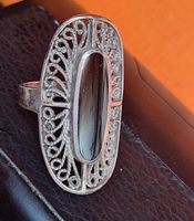Bague ancienne filigrane nacre ovale tressage
