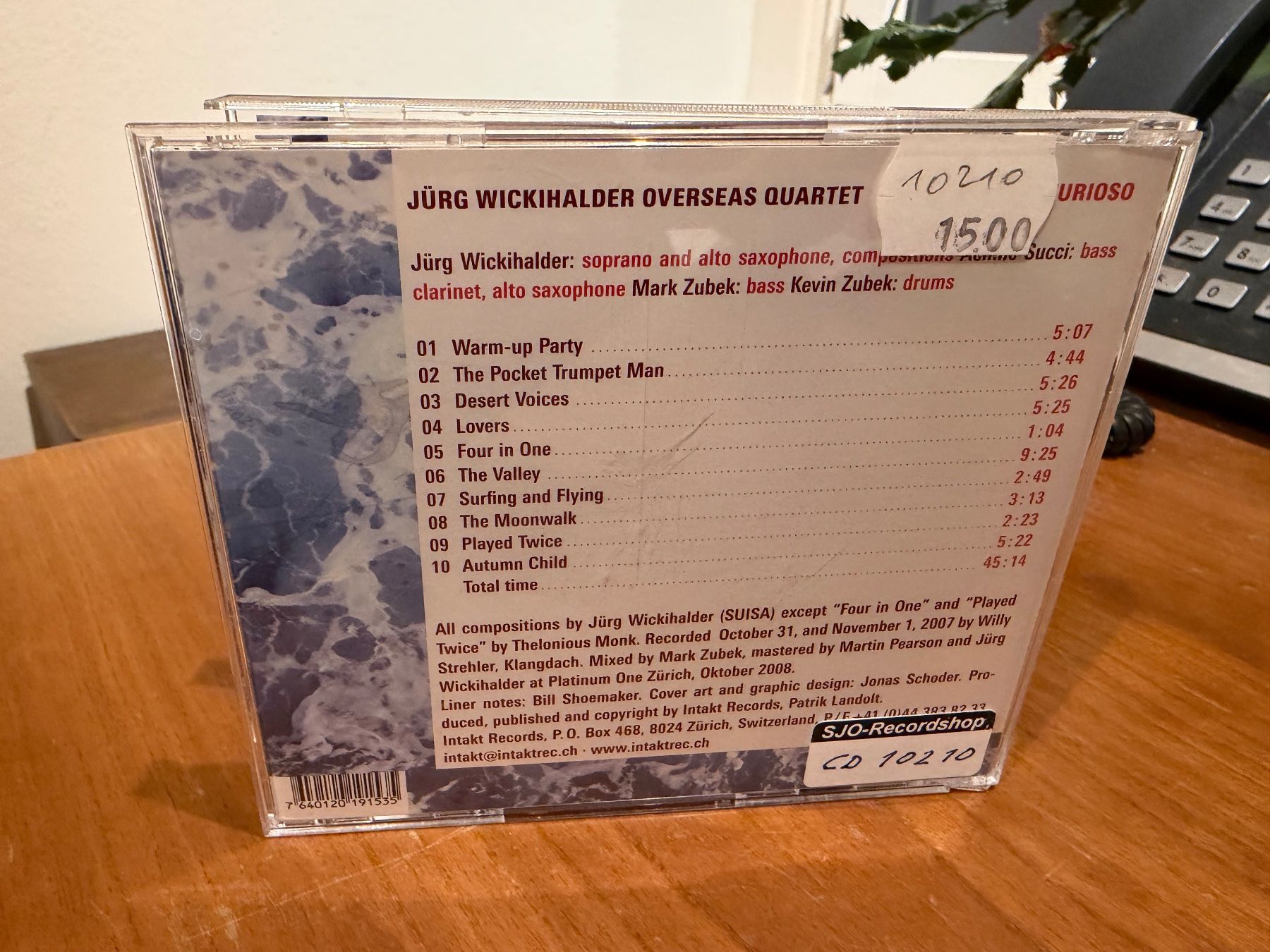 CD: Jürg Wickihalder Overseas Quartet - Furioso - KA02BS – Usato da Küsnacht ZH venduto da JazzRecords 1