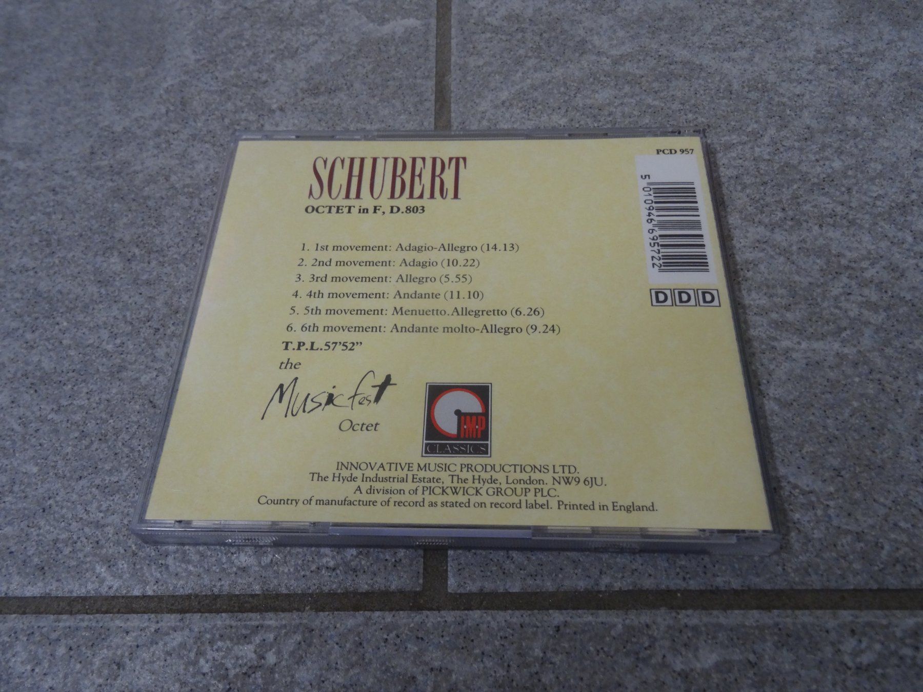 CDs: Schubert OCTET inF, D.803 The Music Fest - CD – Gebraucht aus Olten von Disc-Ausverkauf 1
