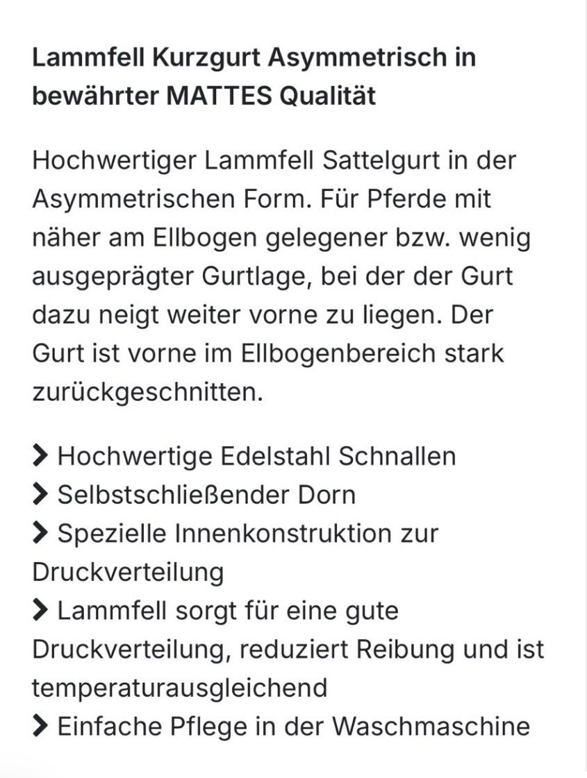 Selle & Accessori: Sattelgurt MATTES Lammfell Grösse 60 graphitfarbig  – Usato da Glis venduto da taisiya078 6