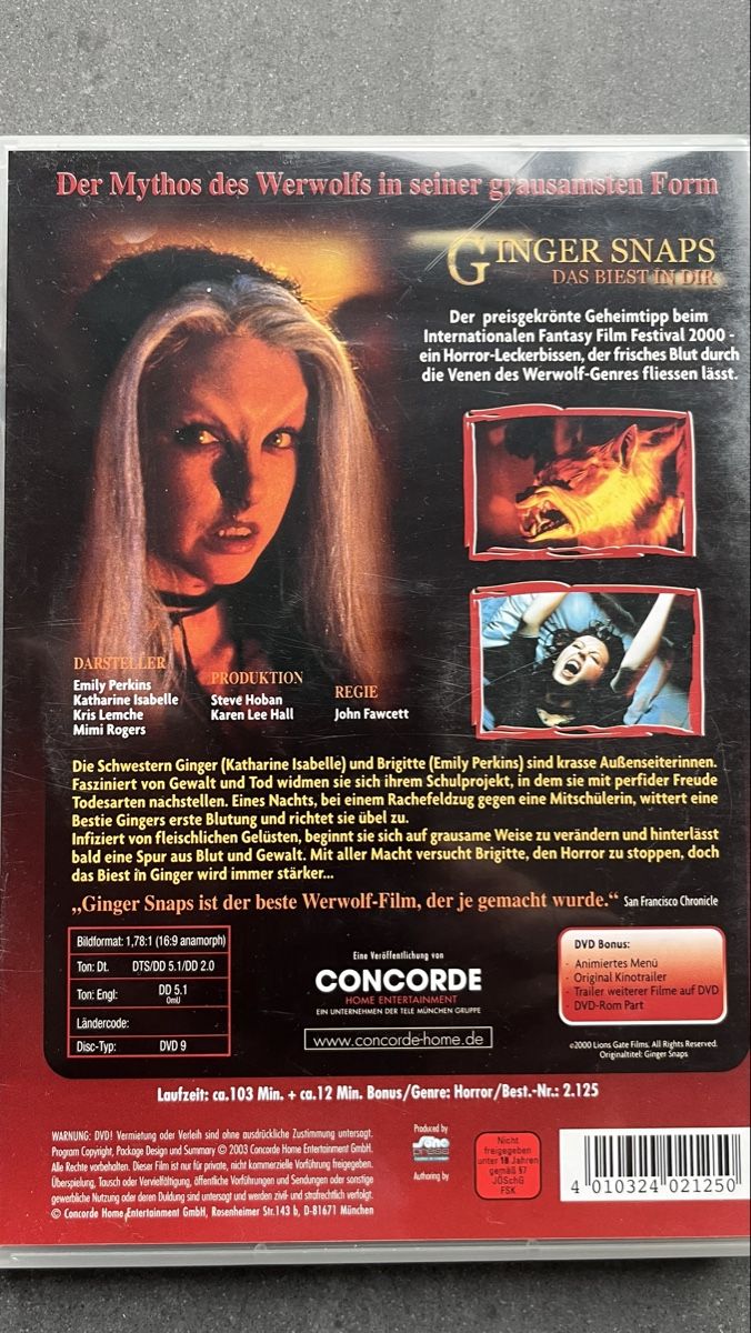 Tutti i DVDs: GINGET SNAPS / Das Biest in Dir – Usato da Wabern venduto da Lexis 1