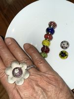 Bague de créateur marguerite interchangeable perles de verre