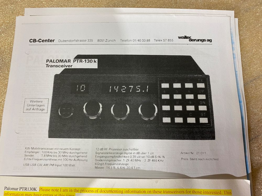 Palomar PTR-130k extrem selten, unverbastelt (defekt) 9