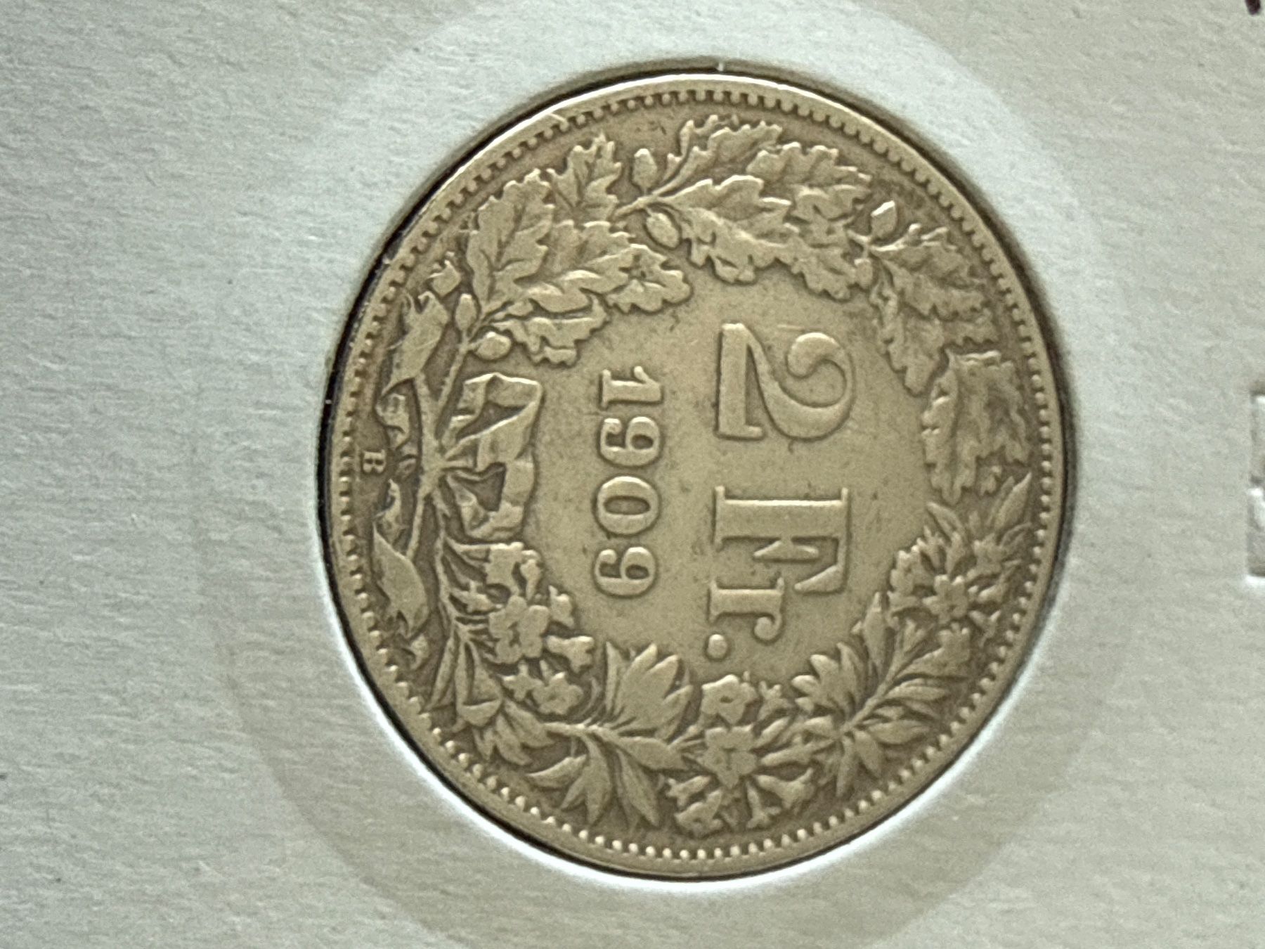 Tutti le monete: Suisse - 2 francs - 1909 - Silver Coin – Usato da Pully venduto da ta571 1
