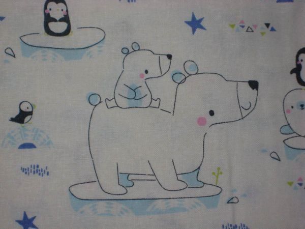 Tessuti: Baumwollstoff weiss mit Eisbären & Pinguinen – Nuovo e nell'imballaggio originale da Füllinsdorf venduto da Schlupp 1